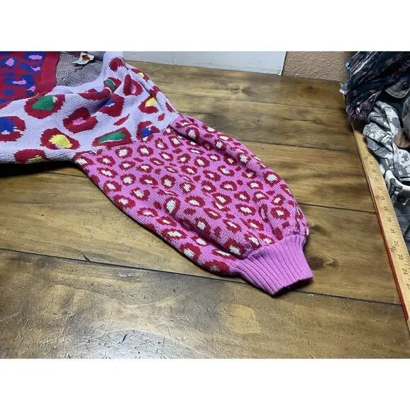 Farm Rio Leopard Pop Cardigan Size XL Colorful Cotton Oversized Bohemian - Picture 4 of 12